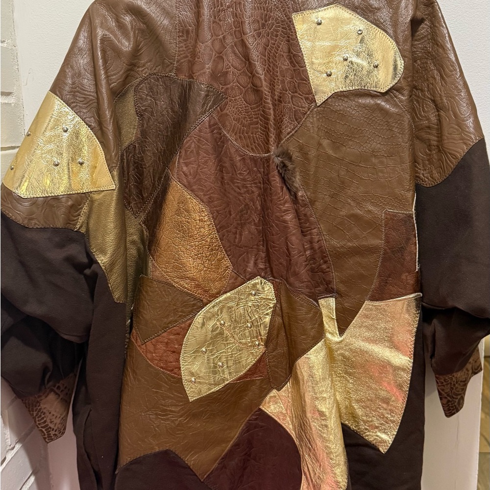 Domallo Multicolor Patchwork Leather Coat - image 6